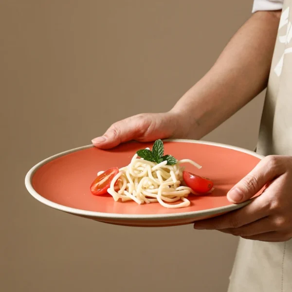 MYOUNG- 7''/8''/9''/10''/12'' Matte Coarse Pottery Ceramic Dinner Plate for Home ,Restaurant and Microwave, Oven, and Dishwasher Safe, Scratch Resistant - Image 8