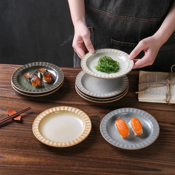 MYOUNG-Retro Style 6'' Matte Crockery Ceramic Dinner Plate for Home ,Restaurant and Event - Image 4