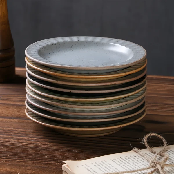 MYOUNG-Retro Style 6'' Matte Crockery Ceramic Dinner Plate for Home ,Restaurant and Event - Image 6