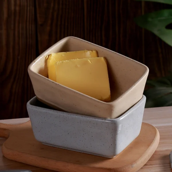 MYOUNG- Covered Butter Dish with Lid - Elegant Engraved Butter Holder with Lid - Ceramic Butter Stick Holder Tray Holds Any Size Stick - Decorative Butter Keeper Container for Countertop & Fridge - Image 4
