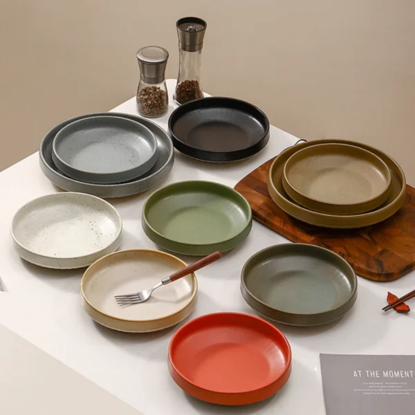 8''/10''Matte Coarse Pottery Ceramic Deep Plate