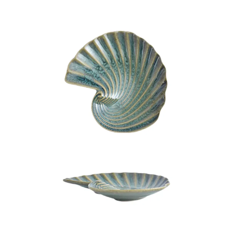 MYOUNG- Japanese Style Jade Color Irregular Ceramic Dinnerware Sets ,Reactive Glaze Plates and Bowls Set, Safe for Oven & Microwave & Dishwasher 12 kiln dinnerware set sku