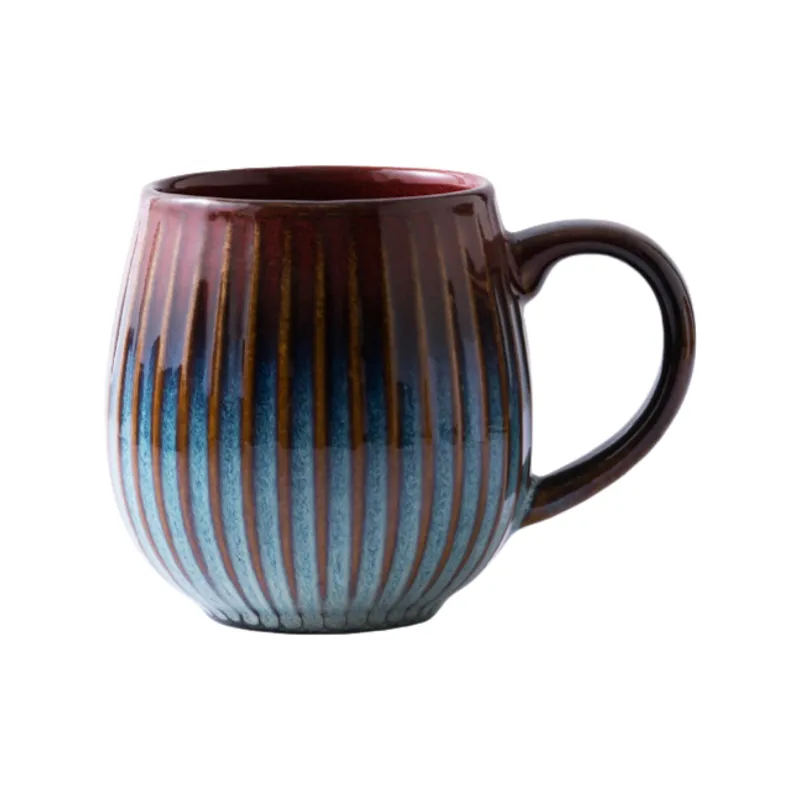 Reactive Glazed Ceramic Dinnerware Set|2025 New Fashion 6 kiln mug with handle red