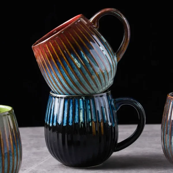 MYOUNG- Colorful Reactive Glaze Ceramic Mug with Handle, 16.9oz, Portable Coffee Cup, Microwave and Dishwasher Safe,Suit for Office,School & Home - Image 4