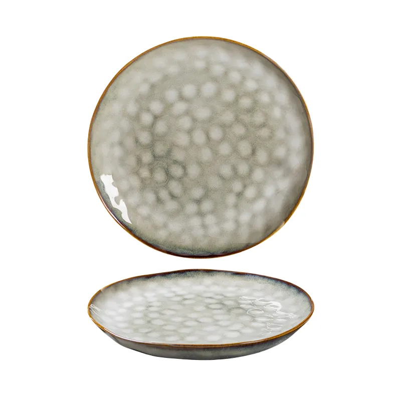 Reactive Glazed Ceramic Dinnerware Set|2025 New Fashion 7 light color kiln dinnerware set sku