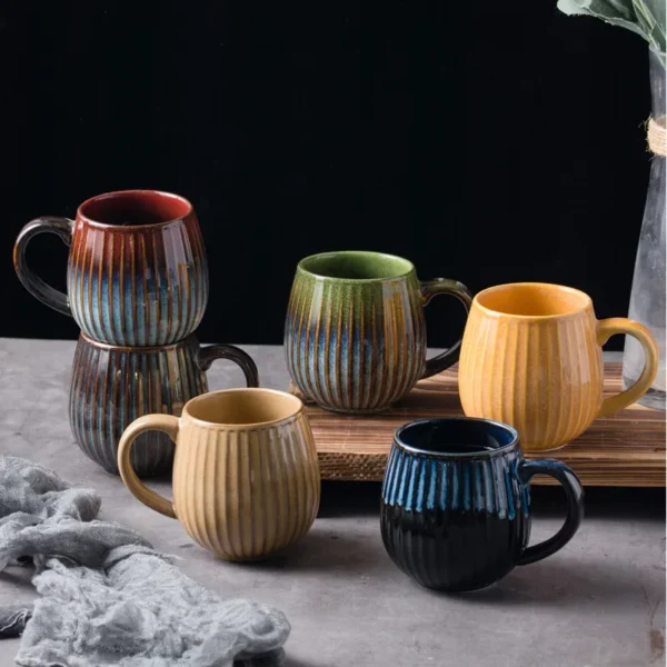 MYOUNG- Colorful Reactive Glaze Ceramic Mug with Handle, 16.9oz, Portable Coffee Cup, Microwave and Dishwasher Safe,Suit for Office,School & Home