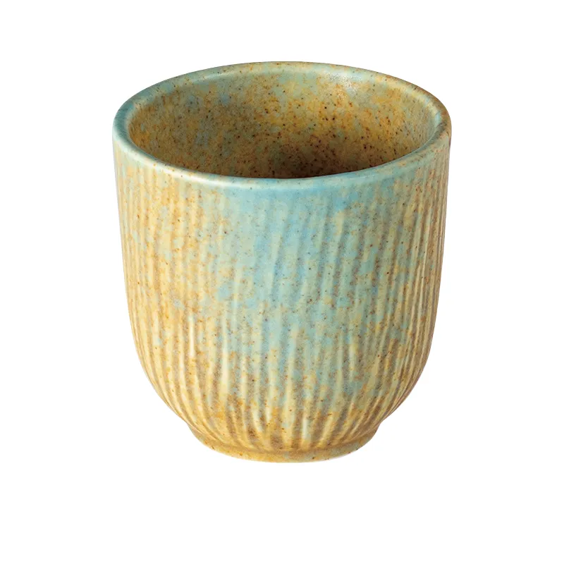 MYOUNG- Wholesaler Stock Sustainable Kiln Yellow and Blue Glaze Ceramic Tableware Hotel Catering Dinnerware Sets Restaurant Use 7 matte kiln dinnerware set sku2