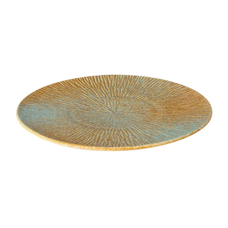 MYOUNG- Wholesaler Stock Sustainable Kiln Yellow and Blue Glaze Ceramic Tableware Hotel Catering Dinnerware Sets Restaurant Use 19 matte kiln dinnerware set sku20