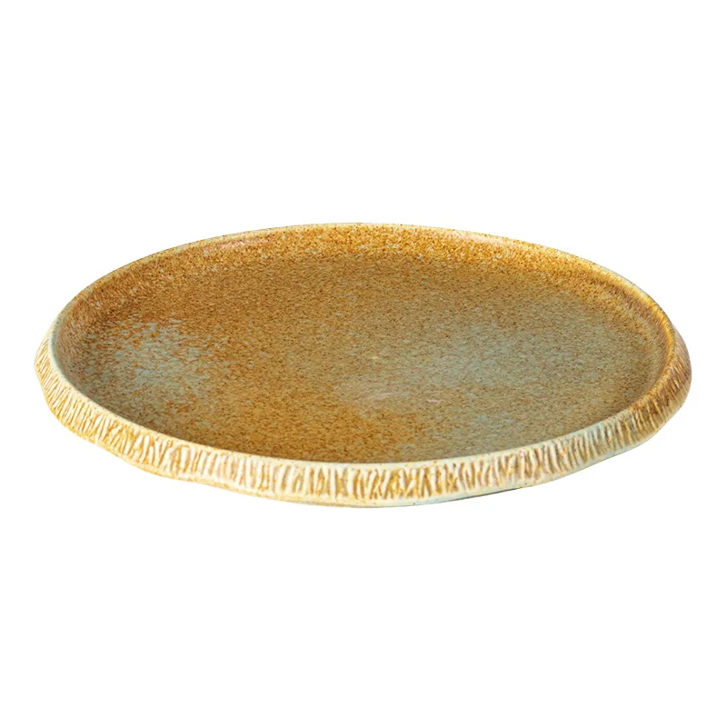 MYOUNG- Wholesaler Stock Sustainable Kiln Yellow and Blue Glaze Ceramic Tableware Hotel Catering Dinnerware Sets Restaurant Use 13 matte kiln dinnerware set sku4