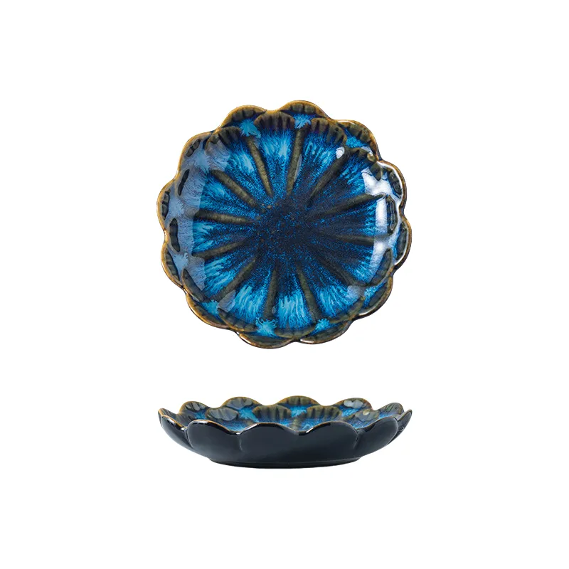 reactive glaze sauce dish blue