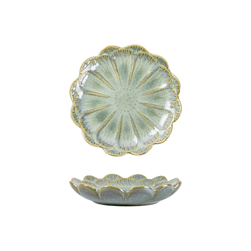 Reactive Glazed Ceramic Dinnerware Set|2025 New Fashion 4 reactive glaze sauce dish white green