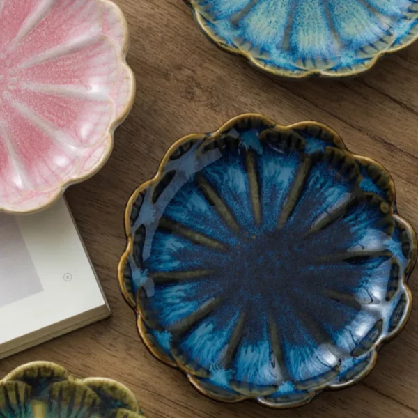MYOUNG- 4'' Lotus Shape Reactive Glaze Ceramic Sauce Dishes,Pinch Bowl,Small Dipping Bowls for Side Dishes,Appetizers,Condiments - Image 6