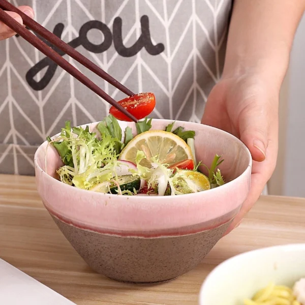 MYOUNG- 5''/6'' Kiln Transmutation Ceramic Bowl ,Splicing Color Salad Bowl for Home ,Restaurant ，Hotel and Event - Image 6