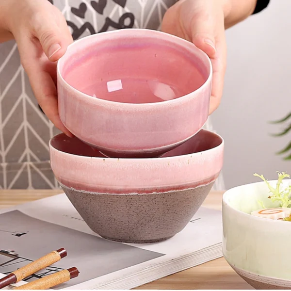 MYOUNG- 5''/6'' Kiln Transmutation Ceramic Bowl ,Splicing Color Salad Bowl for Home ,Restaurant ，Hotel and Event - Image 3