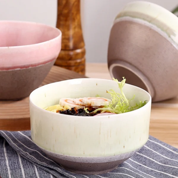 MYOUNG- 5''/6'' Kiln Transmutation Ceramic Bowl ,Splicing Color Salad Bowl for Home ,Restaurant ，Hotel and Event - Image 4