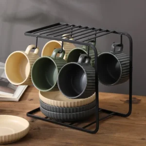 Wholesale Stackable Ceramic Tea Mug and Saucer Set