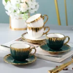 Ceramic Turkish Coffee Cup Set With Gold Trim