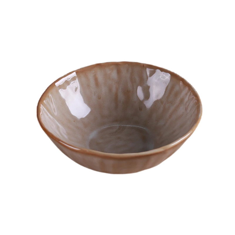 MYOUNG-Handmade Reactive Glaze Porcelain Plates and Bowls Set,Caramel Color,China Ceramics Wholesale Factory 9 CARAMEL COLOR ceramic kiln bowl set 6inch bowl
