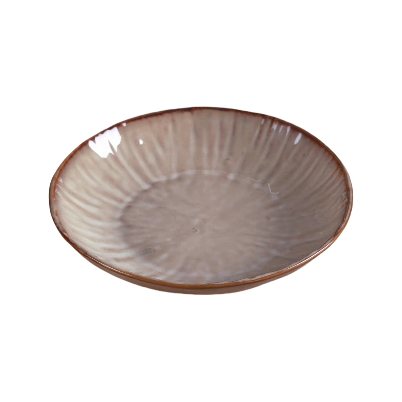 MYOUNG-Handmade Reactive Glaze Porcelain Plates and Bowls Set,Caramel Color,China Ceramics Wholesale Factory 10 CARAMEL COLOR ceramic kiln bowl set 7.5inch bowl