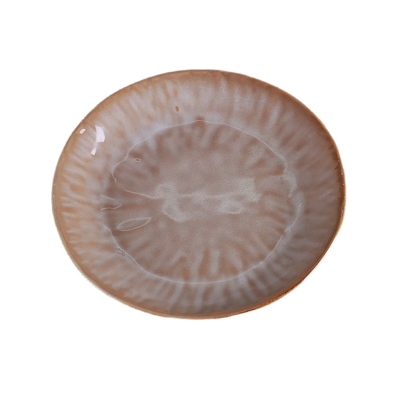 MYOUNG-Handmade Reactive Glaze Porcelain Plates and Bowls Set,Caramel Color,China Ceramics Wholesale Factory 11 CARAMEL COLOR ceramic kiln bowl set 8inch plate