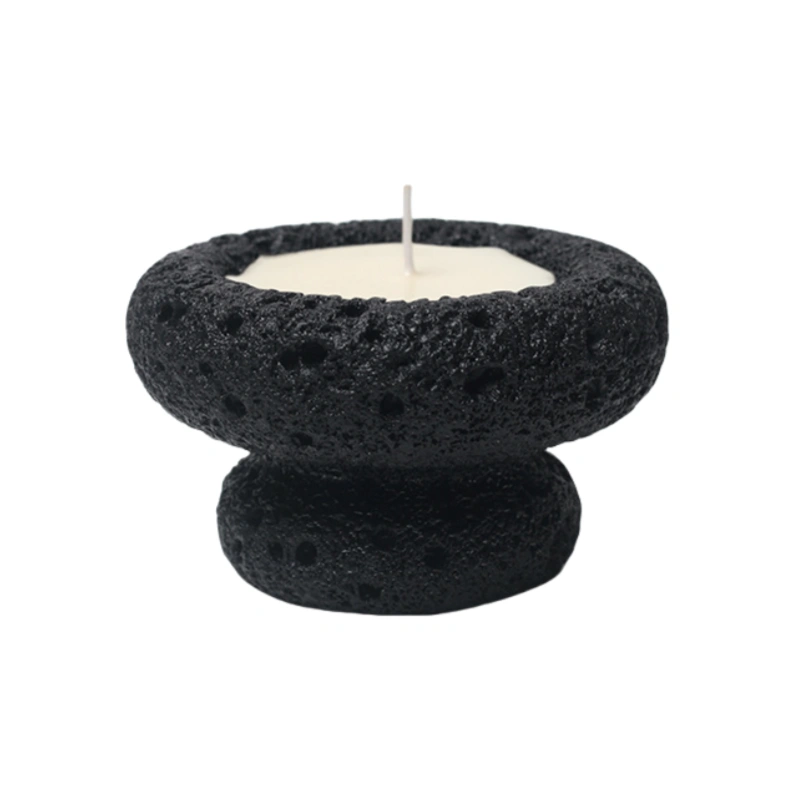 Cement candle jar black