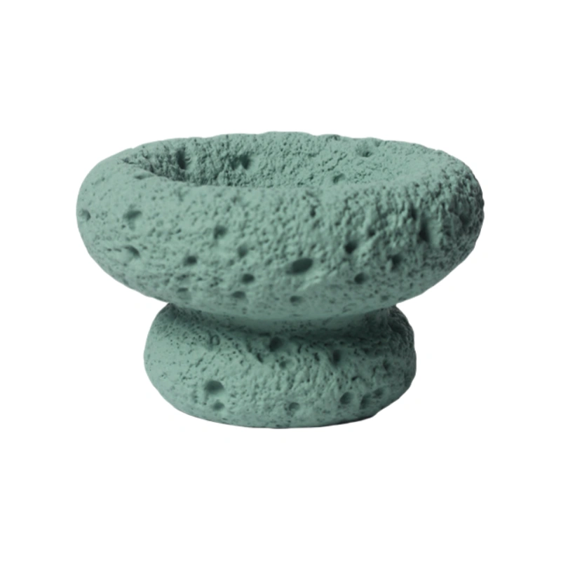 Cement candle jar blue green