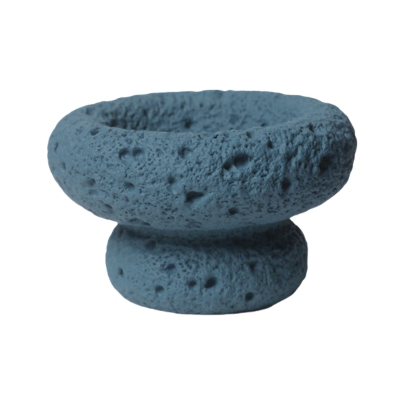 Cement candle jar blue