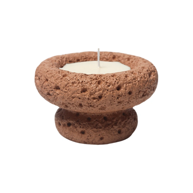 Cement candle jar brown