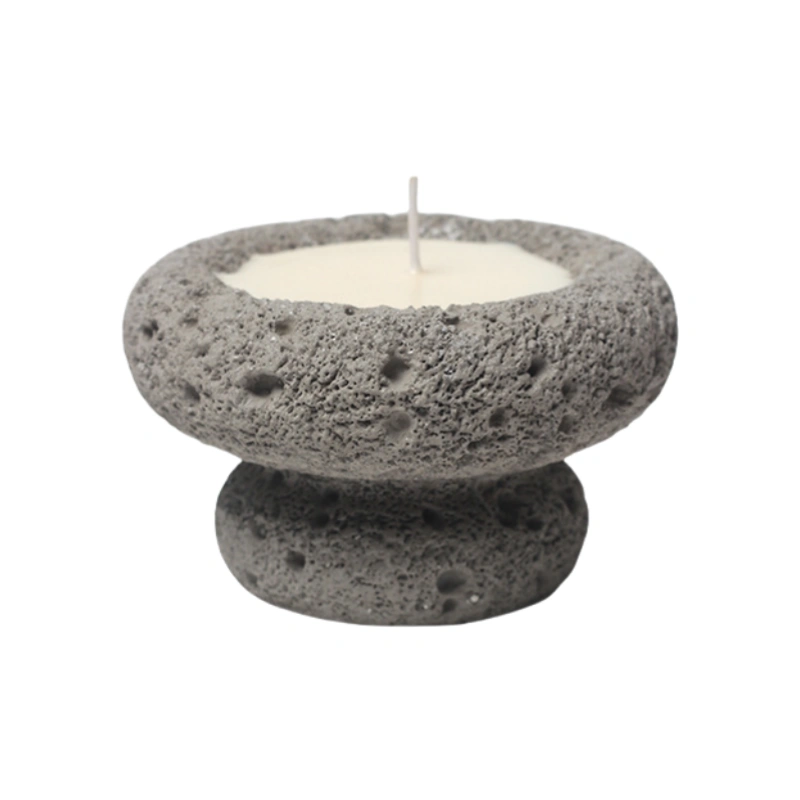 Cement candle jar dark grey
