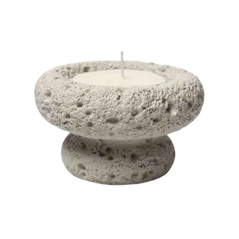 Cement candle jar grey