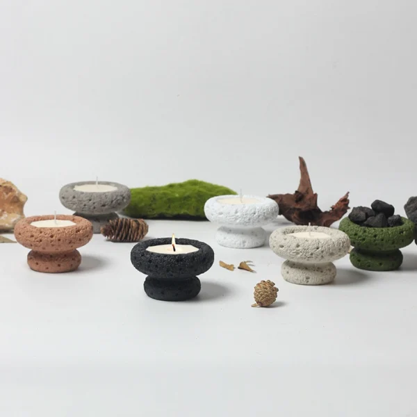 MYOUNG-Concrete Candle Holder,DIY Empty Tealight Jar, Minimalist Design, Durable Cement Stone Jar Wholesale - Image 2