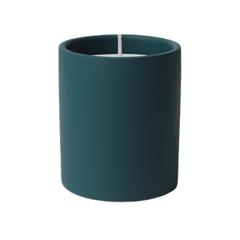 Ceramic candle jar green