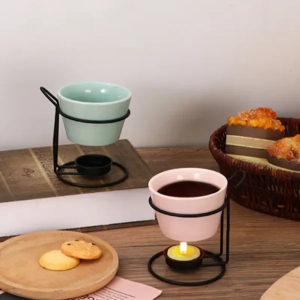 MYOUNG-Ceramic Chocolate Stove for Home Use Metal Frame Candle Fire Boiler Suit for Cheese Milk Tea Dessert Ice Cream Hot Pot Melting