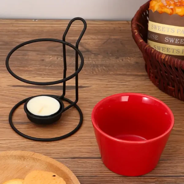 MYOUNG-Ceramic Chocolate Stove for Home Use Metal Frame Candle Fire Boiler Suit for Cheese Milk Tea Dessert Ice Cream Hot Pot Melting - Image 4