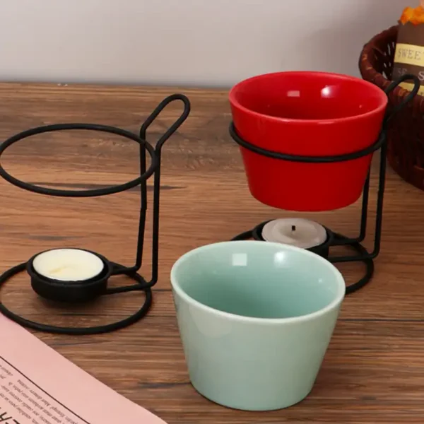 MYOUNG-Ceramic Chocolate Stove for Home Use Metal Frame Candle Fire Boiler Suit for Cheese Milk Tea Dessert Ice Cream Hot Pot Melting - Image 5