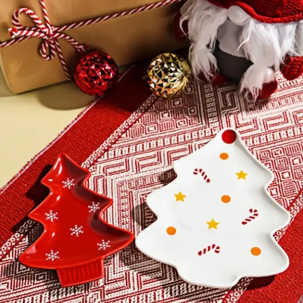 MYOUNG-Christmas Ceramic Dinner Plate Cartoon Snowman Gingerbread Man Modeling Holiday Tableware Cute Snack Plate - Image 6