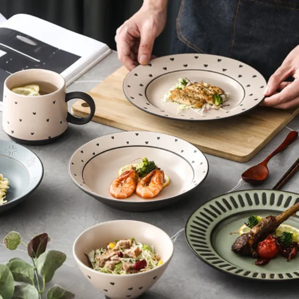 MYOUNG-Vintage Style Hand-Painted Crockery Dinnerware Set,Plates,Bowls and Cups for Household Tableware,Accept OEM&ODM - Image 2