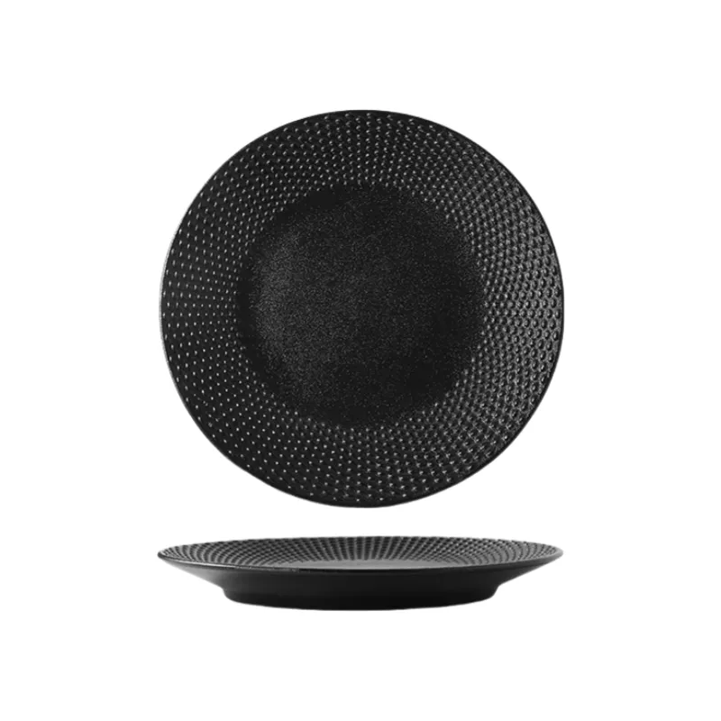 Convex black and white straw hat plate sku