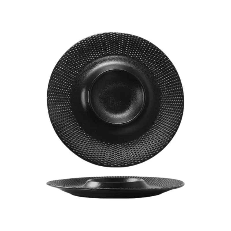 Convex black and white straw hat plate sku2