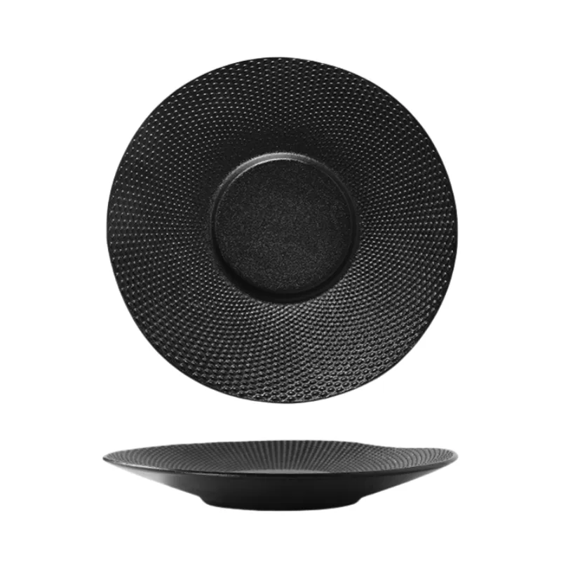 Convex black and white straw hat plate sku4