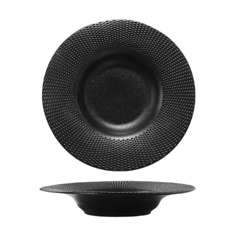Convex black and white straw hat plate sku6