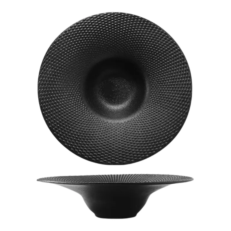 Convex black and white straw hat plate sku7