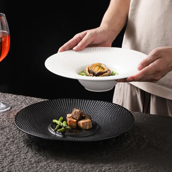 MYOUNG-Factory Directly Supply Porcelain Dinner Plate Deep Plate and Wide Edge For Pasta & Soup