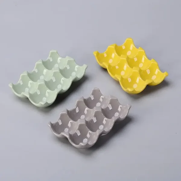 MYOUNG- Ceramic Egg Cups, Porcelain Colorful Egg Holder Set , Stand Holder for Soft Boiled Eggs, Microwave & Dishwasher Safe - Image 3
