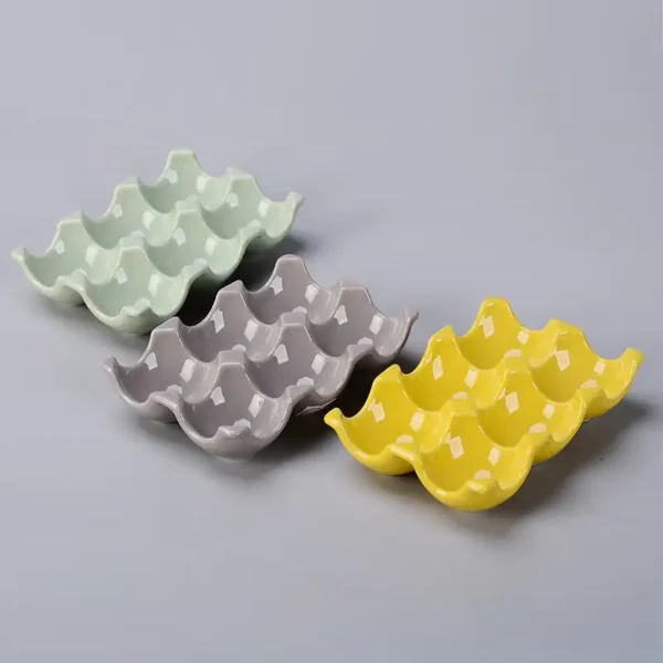 MYOUNG- Ceramic Egg Cups, Porcelain Colorful Egg Holder Set , Stand Holder for Soft Boiled Eggs, Microwave & Dishwasher Safe - Image 2