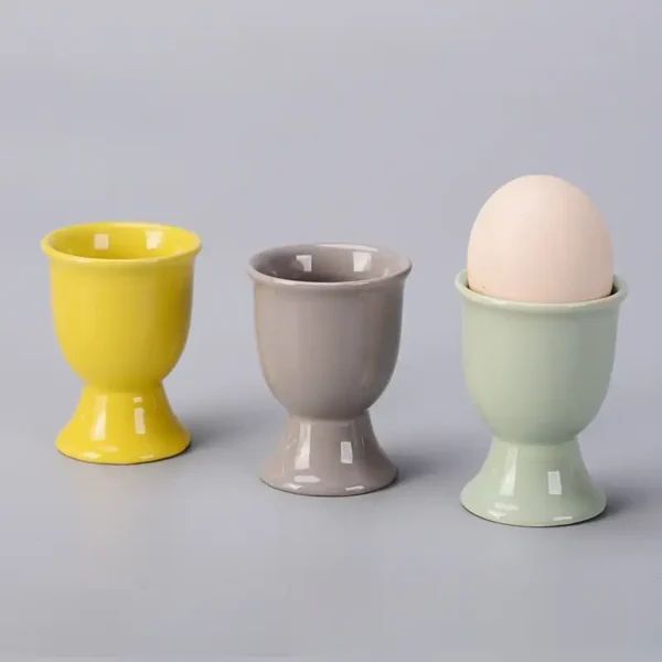 MYOUNG- Ceramic Egg Cups, Porcelain Colorful Egg Holder Set , Stand Holder for Soft Boiled Eggs, Microwave & Dishwasher Safe - Image 6