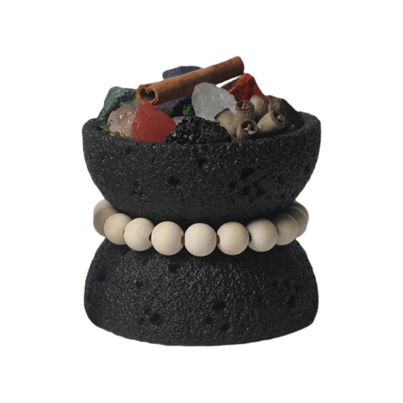 Funnel shaped cement candle jar black