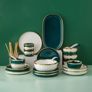 Porcelain Gold Edge Dinnerware Set