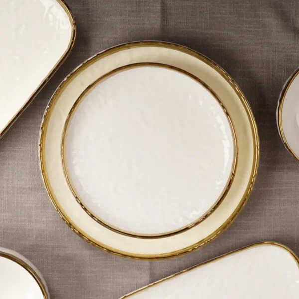 MYOUNG-White Porcelain Service Dishes With Gold Rim Tableware Custom 4/6 Users Dinnerware Set for Wedding Events - Image 5