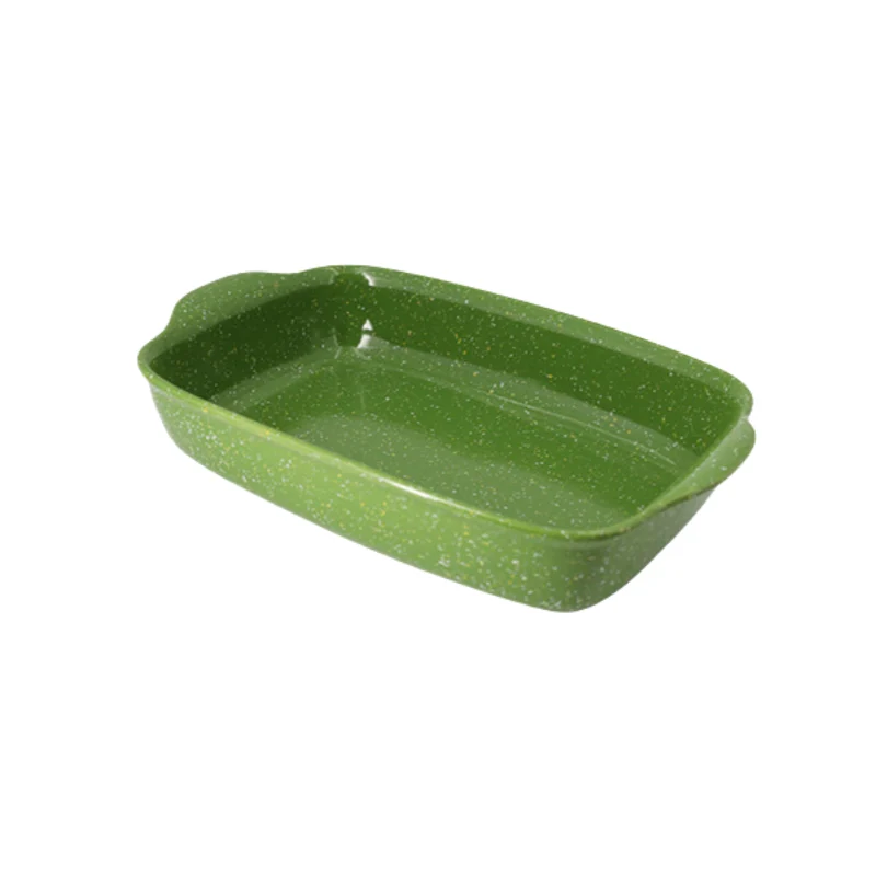 MYOUNG-Ceramic Casserole Dish Set of Deep Rectangular Lasagna Pan Baking Dishes with Handles Large Porcelain Oven Safe Bakeware for Cooking Brownie Banquet&Cheese 10 Ink dots bakeware green